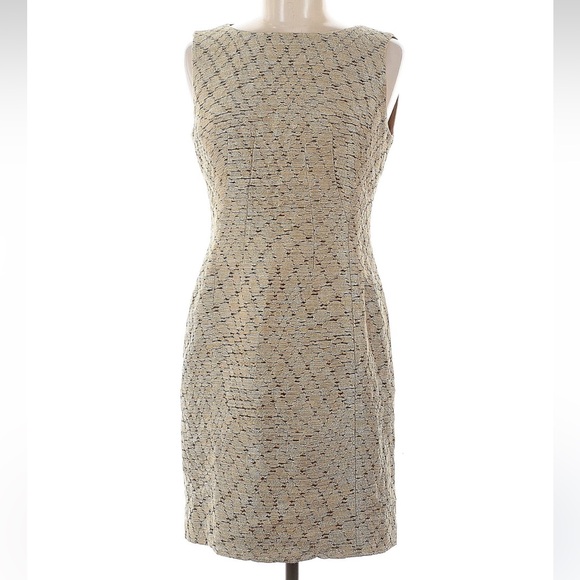 Lafayette 148 New York Knee Length Formal Beige White Cream Dress Size 6 Small S - Picture 1 of 6